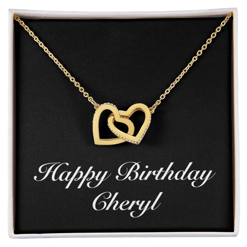 Happy Birthday Cheryl v2 - 18K Yellow Gold Finish Interlocking Hearts Necklace