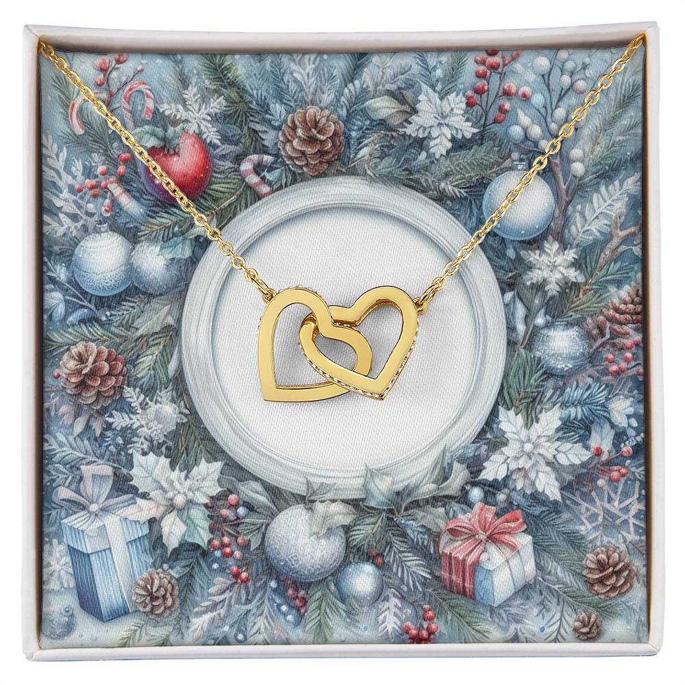 Christmas Background 088 - 18K Yellow Gold Finish Interlocking Hearts Necklace