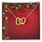 Christmas Background 046 - 18K Yellow Gold Finish Interlocking Hearts Necklace