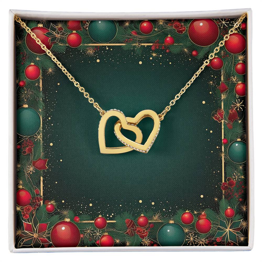 Christmas Background 070 - 18K Yellow Gold Finish Interlocking Hearts Necklace