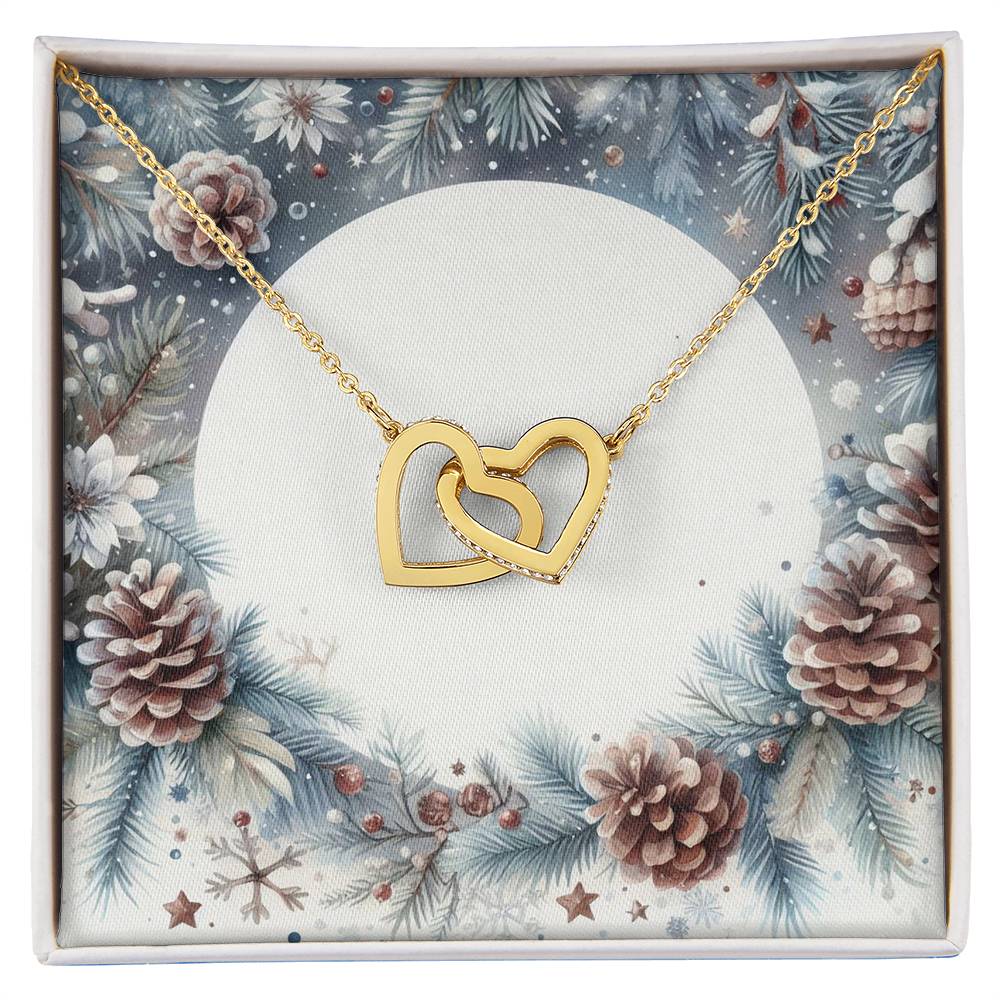 Christmas Background 085 - 18K Yellow Gold Finish Interlocking Hearts Necklace