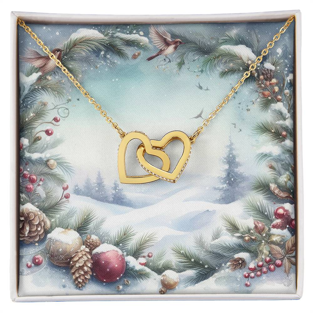 Christmas Background 086 - 18K Yellow Gold Finish Interlocking Hearts Necklace