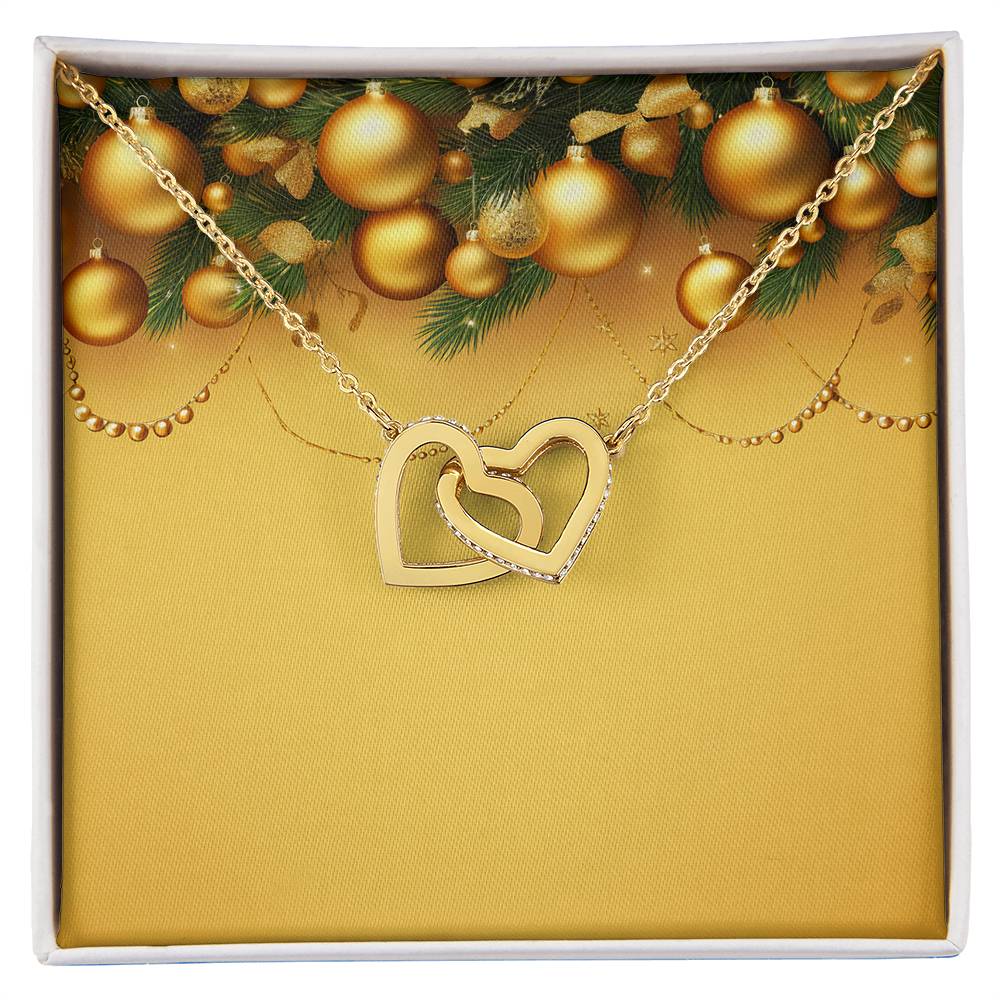 Christmas Background 015 - 18K Yellow Gold Finish Interlocking Hearts Necklace