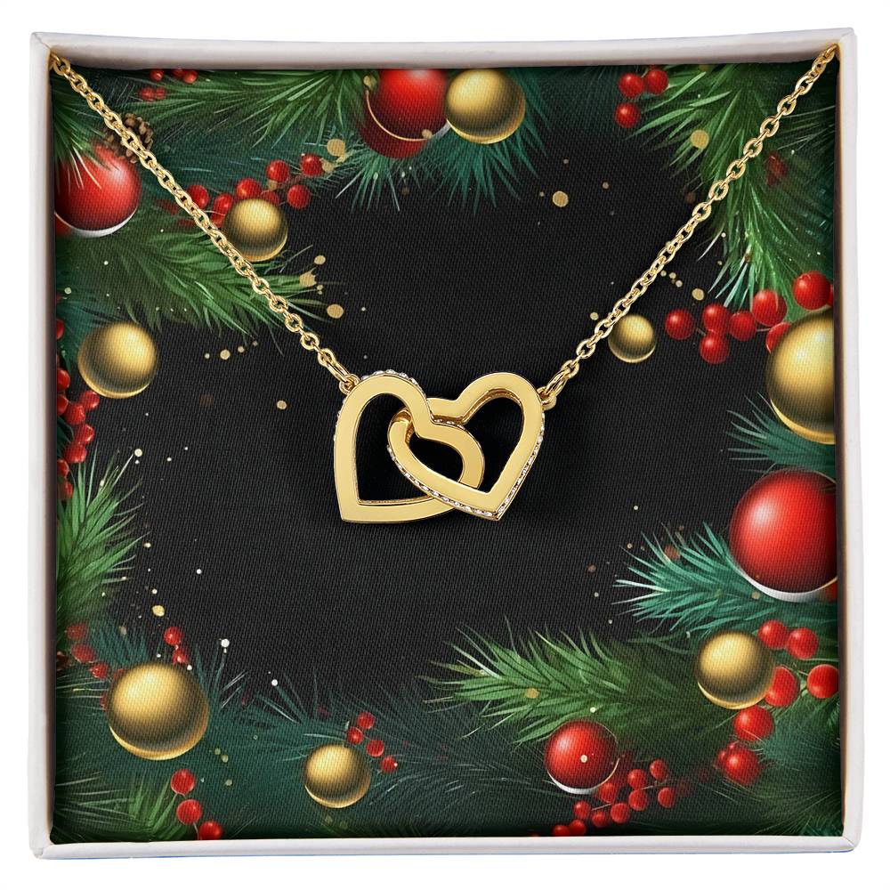 Christmas Background 125 - 18K Yellow Gold Finish Interlocking Hearts Necklace