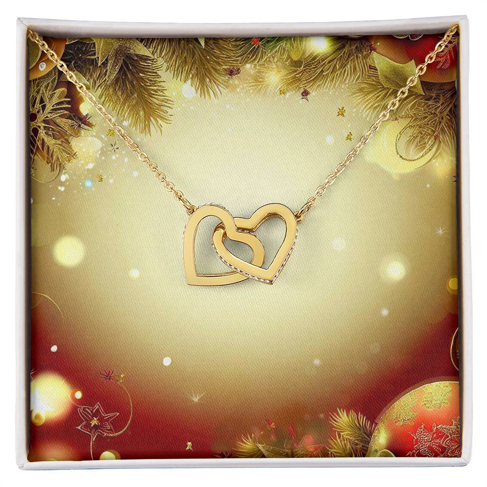 Christmas Background 100 - 18K Yellow Gold Finish Interlocking Hearts Necklace
