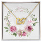Watercolor Pink Floral Frame 1 - 18K Yellow Gold Finish Interlocking Hearts Necklace
