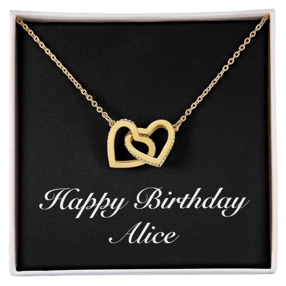 Happy Birthday Alice v2 - 18K Yellow Gold Finish Interlocking Hearts Necklace