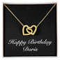 Happy Birthday Doris v2 - 18K Yellow Gold Finish Interlocking Hearts Necklace
