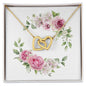 Watercolor Pink Floral Frame 2 - 18K Yellow Gold Finish Interlocking Hearts Necklace