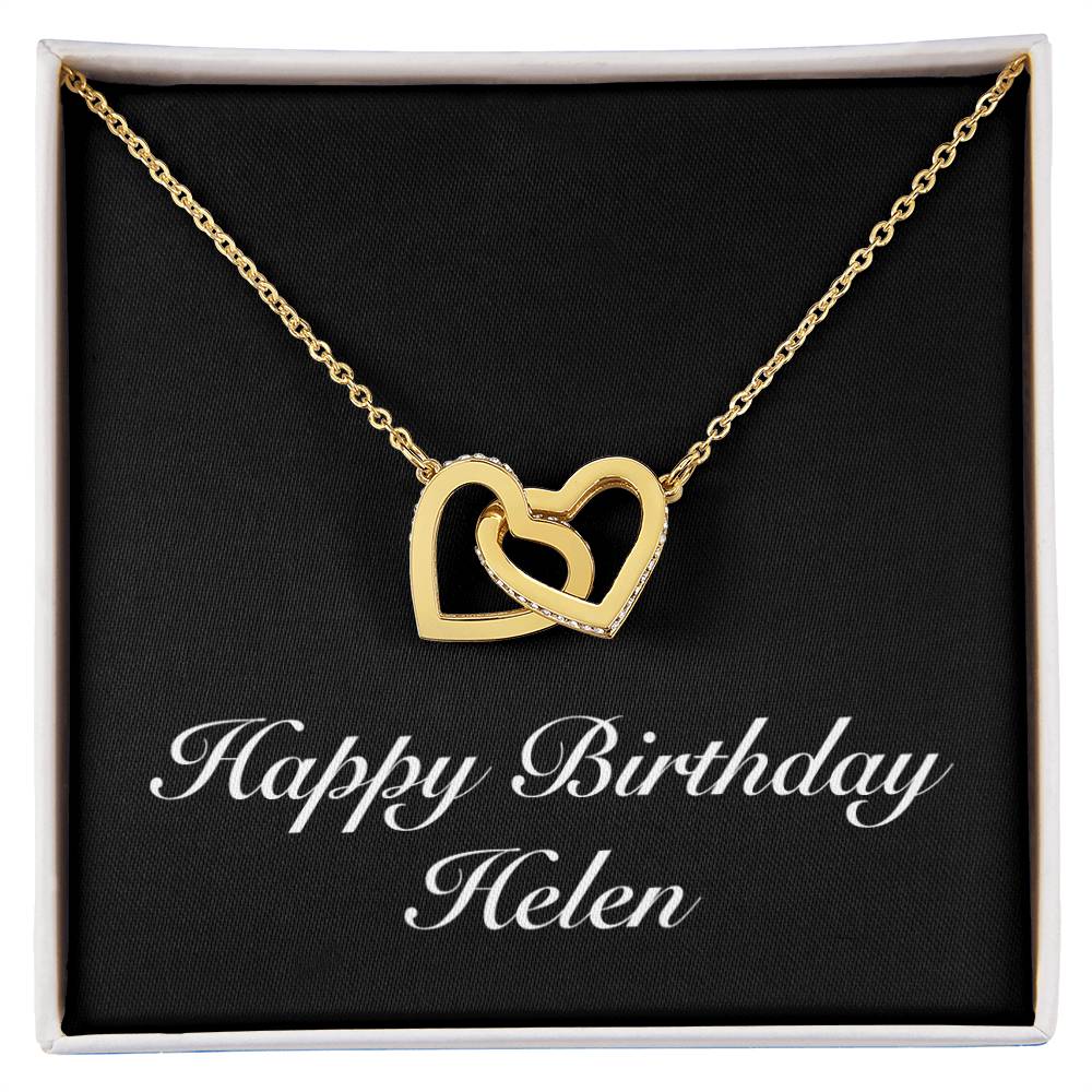 Happy Birthday Helen v2 - 18K Yellow Gold Finish Interlocking Hearts Necklace