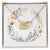 Boho Flowers Wreath Watercolor 16 - 18K Yellow Gold Finish Interlocking Hearts Necklace