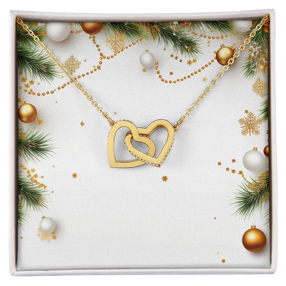 Christmas Background 048 - 18K Yellow Gold Finish Interlocking Hearts Necklace