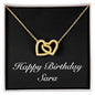 Happy Birthday Sara v2 - 18K Yellow Gold Finish Interlocking Hearts Necklace