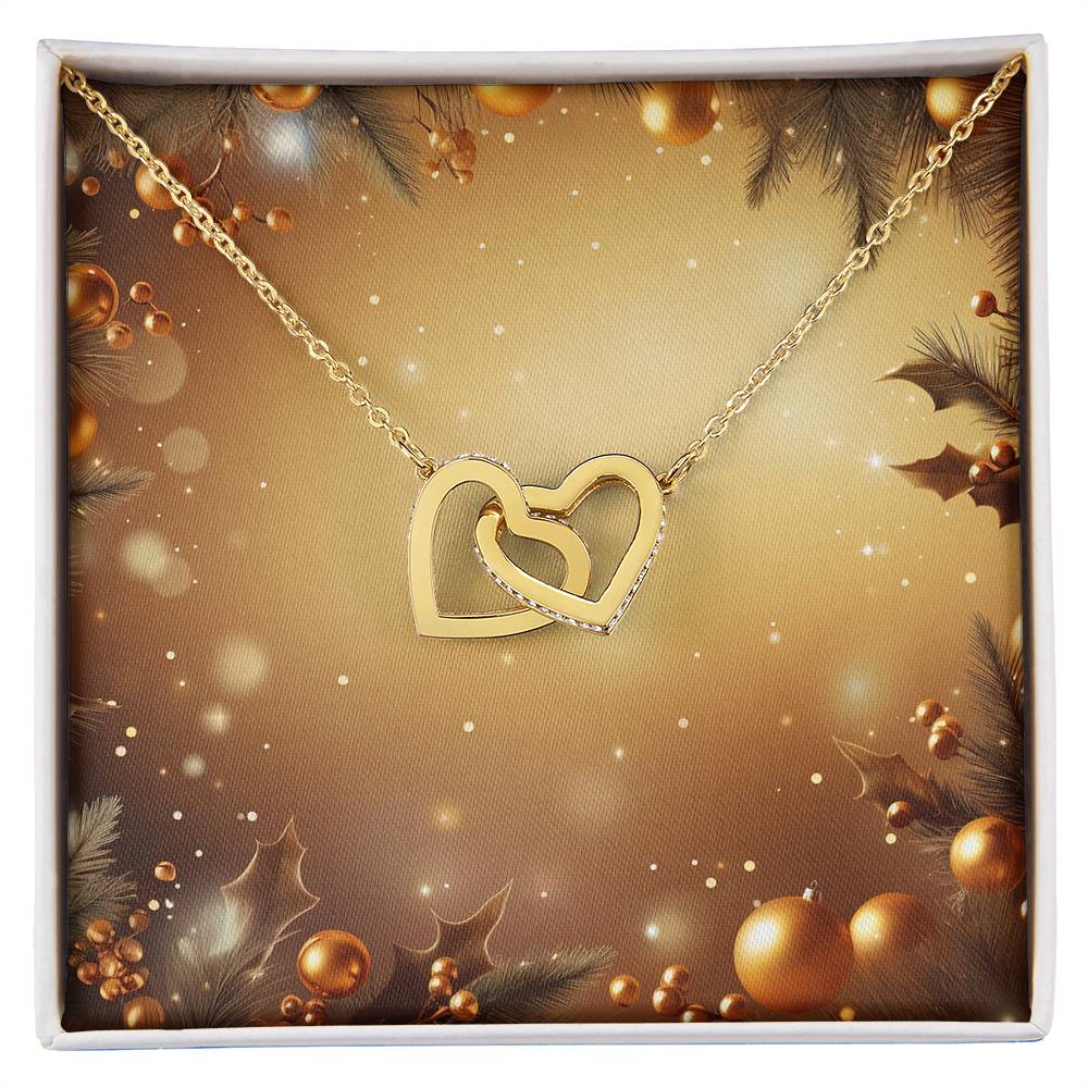 Christmas Background 062 - 18K Yellow Gold Finish Interlocking Hearts Necklace