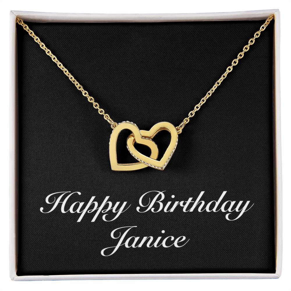 Happy Birthday Janice v2 - 18K Yellow Gold Finish Interlocking Hearts Necklace