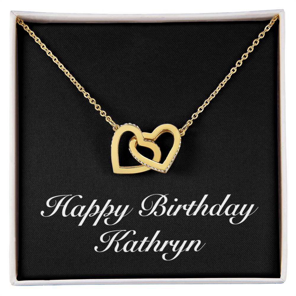 Happy Birthday Kathryn v2 - 18K Yellow Gold Finish Interlocking Hearts Necklace