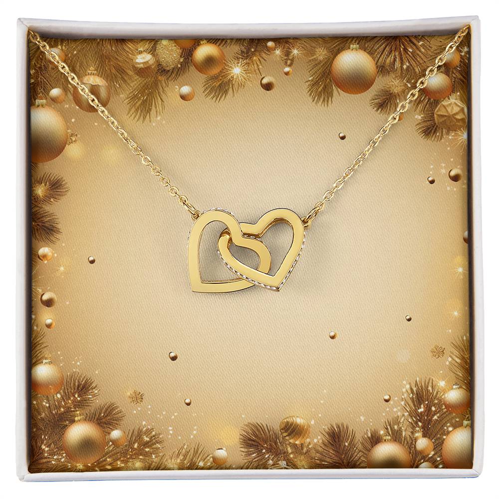 Christmas Background 052 - 18K Yellow Gold Finish Interlocking Hearts Necklace