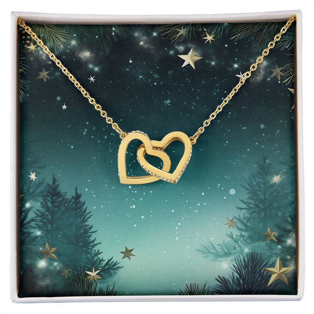 Christmas Background 111 - 18K Yellow Gold Finish Interlocking Hearts Necklace