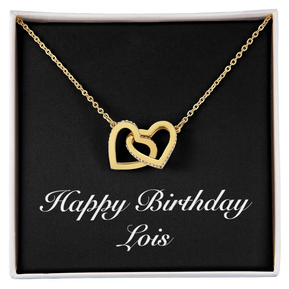 Happy Birthday Lois v2 - 18K Yellow Gold Finish Interlocking Hearts Necklace