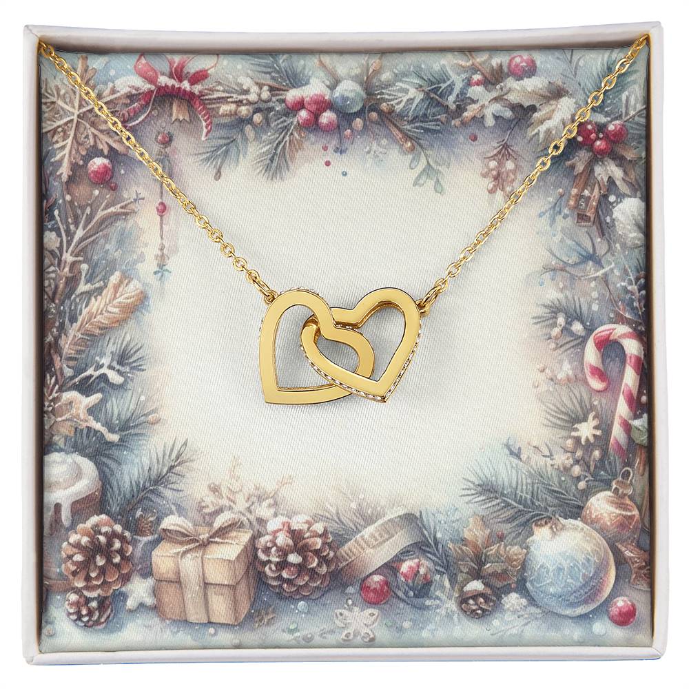Christmas Background 072 - 18K Yellow Gold Finish Interlocking Hearts Necklace