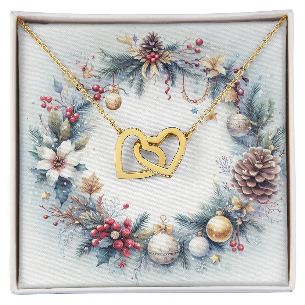 Christmas Background 075 - 18K Yellow Gold Finish Interlocking Hearts Necklace