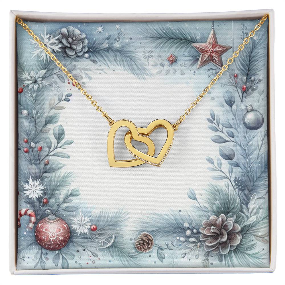 Christmas Background 073 - 18K Yellow Gold Finish Interlocking Hearts Necklace