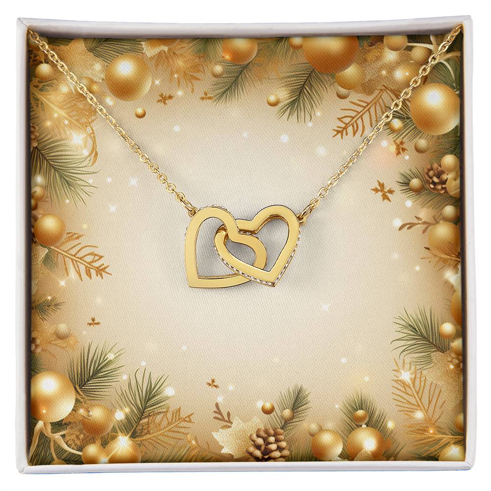 Christmas Background 051 - 18K Yellow Gold Finish Interlocking Hearts Necklace