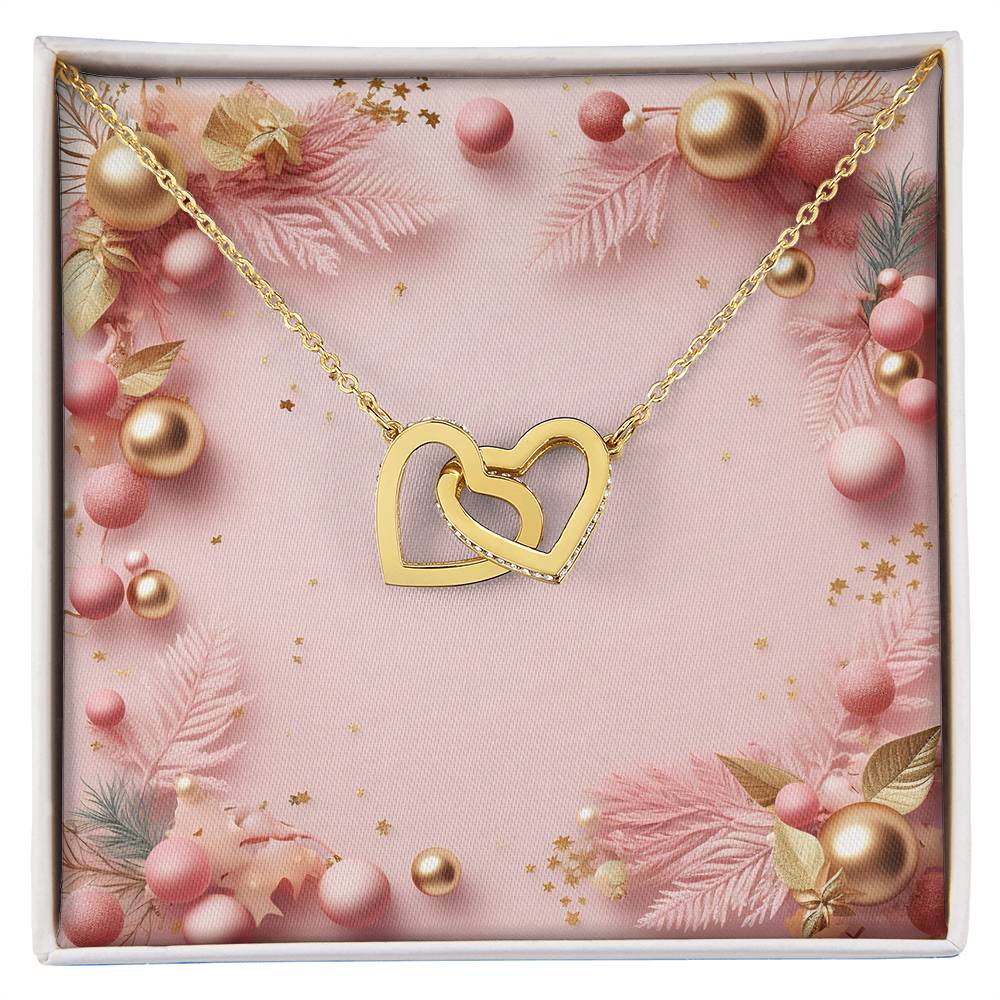 Christmas Background 010 - 18K Yellow Gold Finish Interlocking Hearts Necklace