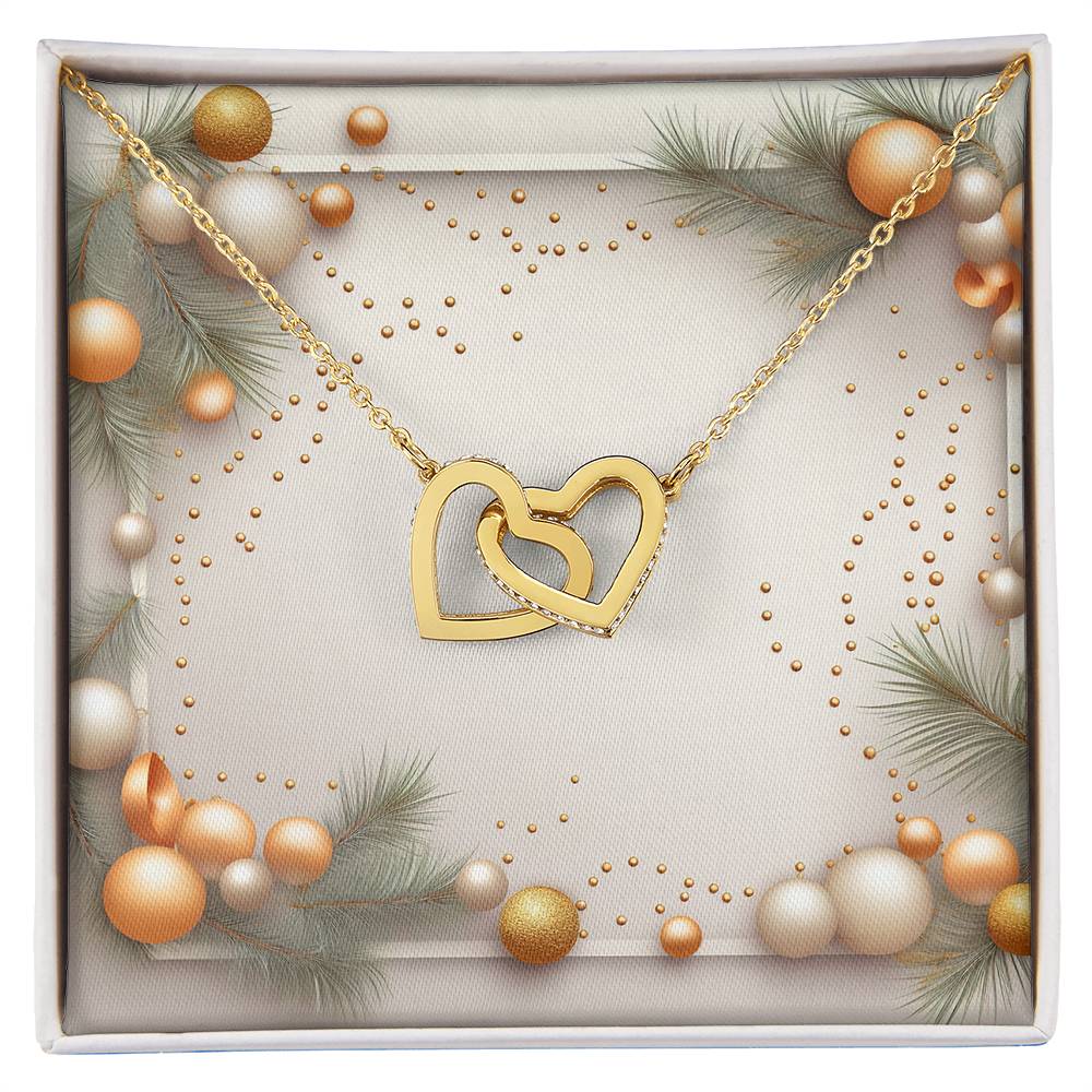 Christmas Background 039 - 18K Yellow Gold Finish Interlocking Hearts Necklace
