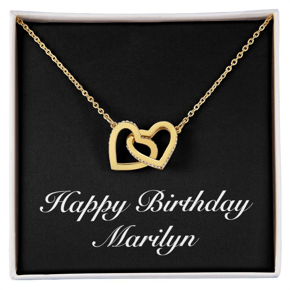 Happy Birthday Marilyn v2 - 18K Yellow Gold Finish Interlocking Hearts Necklace