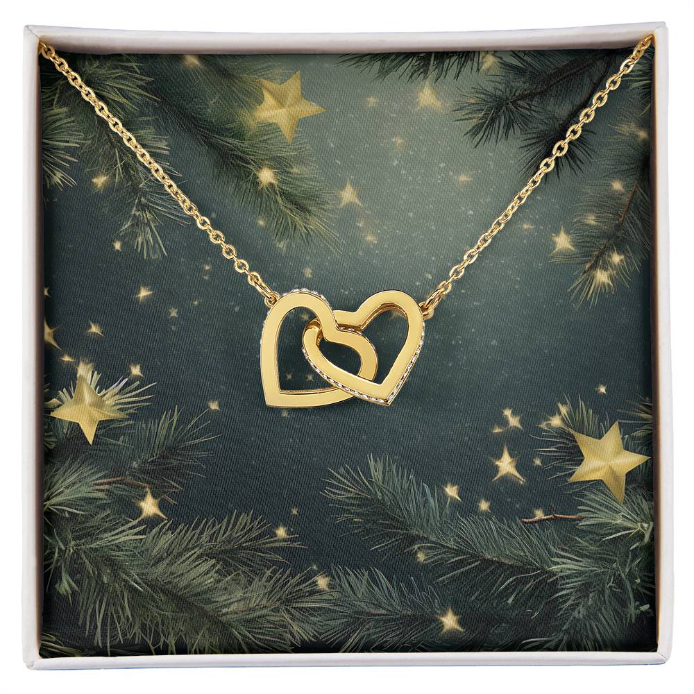 Christmas Background 114 - 18K Yellow Gold Finish Interlocking Hearts Necklace