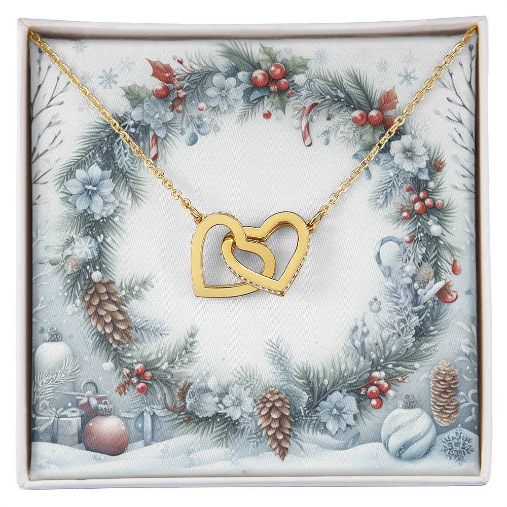 Christmas Background 082 - 18K Yellow Gold Finish Interlocking Hearts Necklace