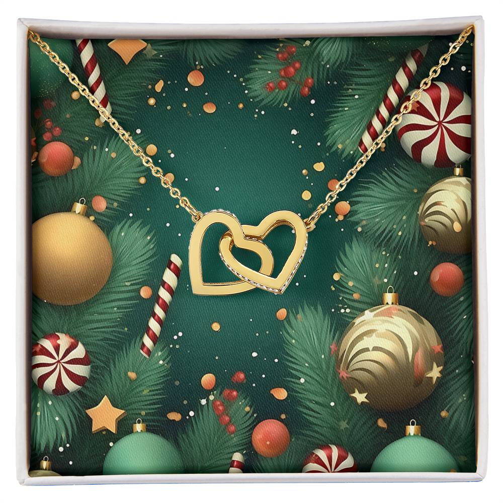 Christmas Background 129 - 18K Yellow Gold Finish Interlocking Hearts Necklace