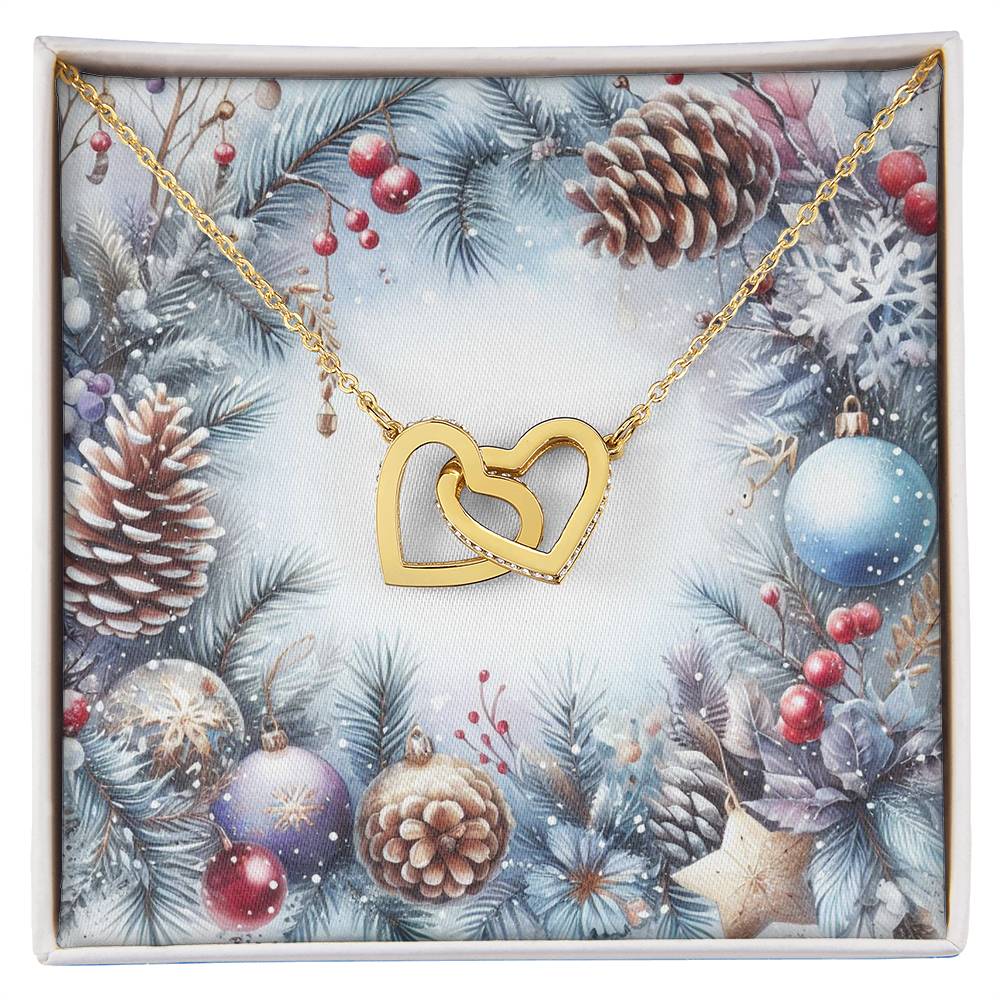 Christmas Background 080 - 18K Yellow Gold Finish Interlocking Hearts Necklace