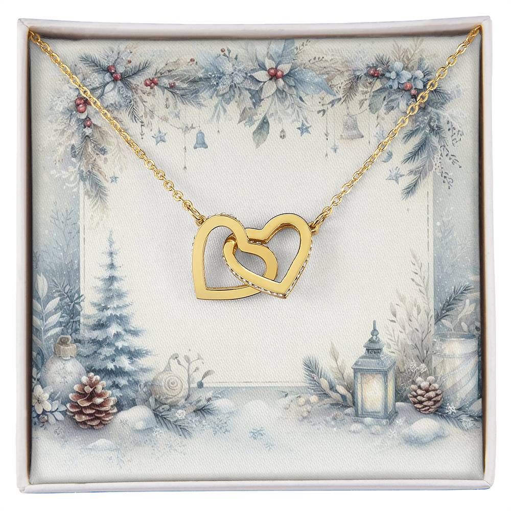 Christmas Background 084 - 18K Yellow Gold Finish Interlocking Hearts Necklace