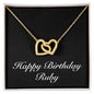 Happy Birthday Ruby v2 - 18K Yellow Gold Finish Interlocking Hearts Necklace