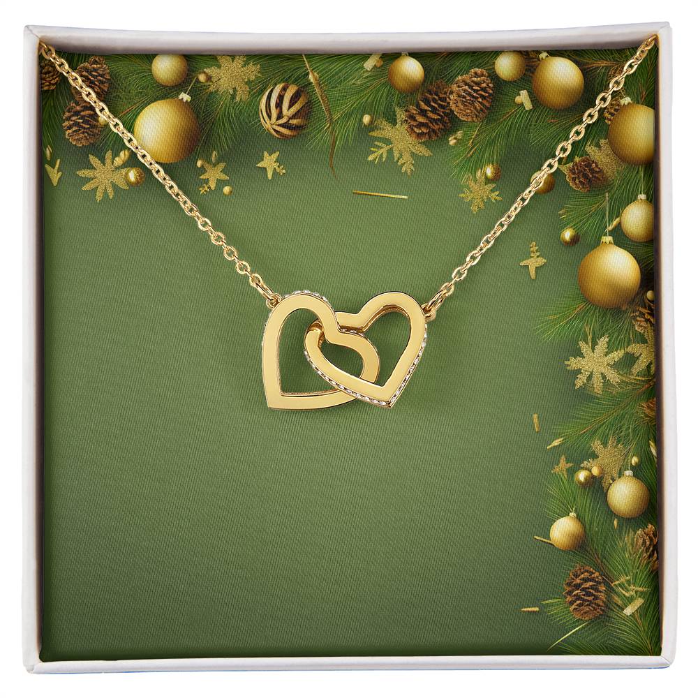Christmas Background 061 - 18K Yellow Gold Finish Interlocking Hearts Necklace