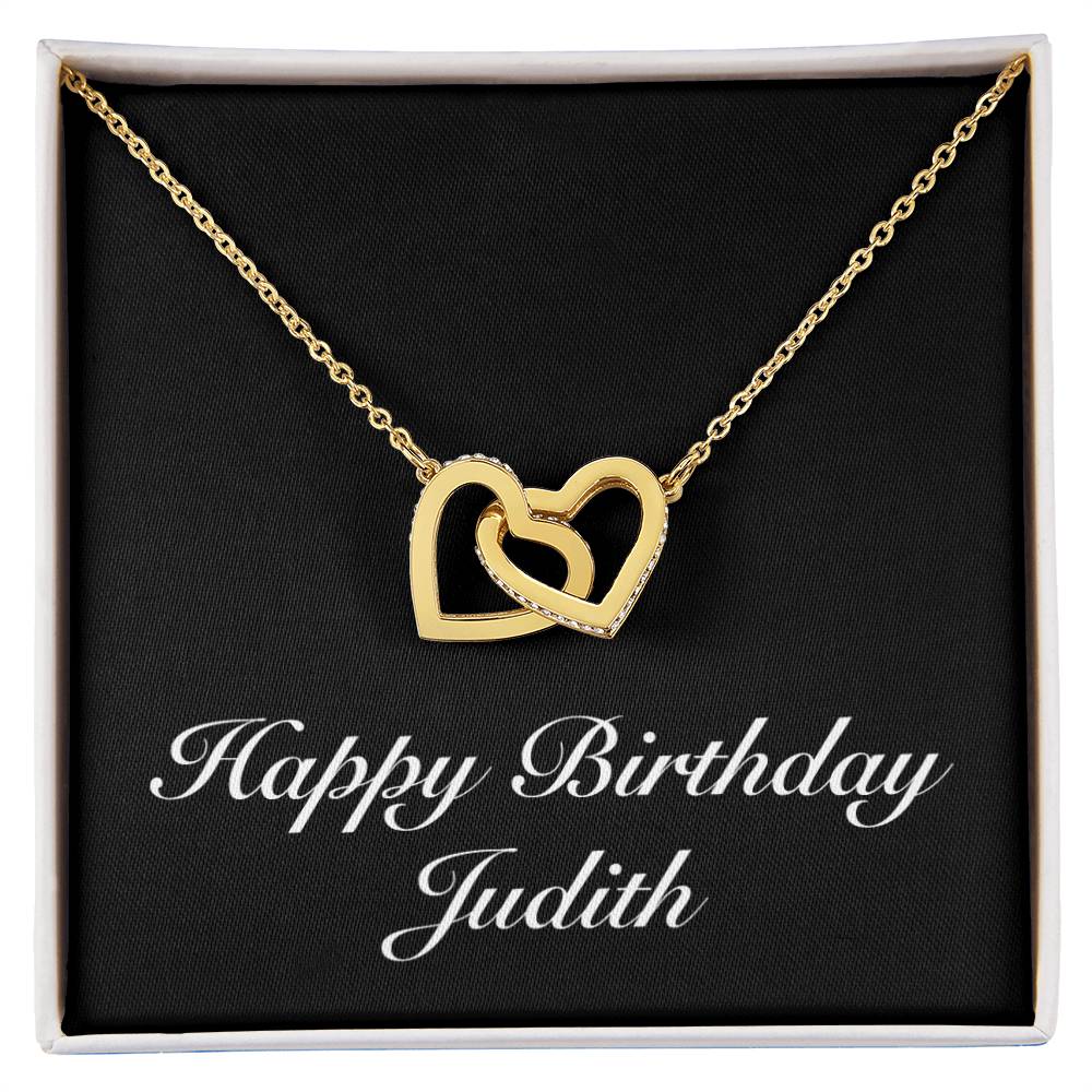 Happy Birthday Judith v2 - 18K Yellow Gold Finish Interlocking Hearts Necklace