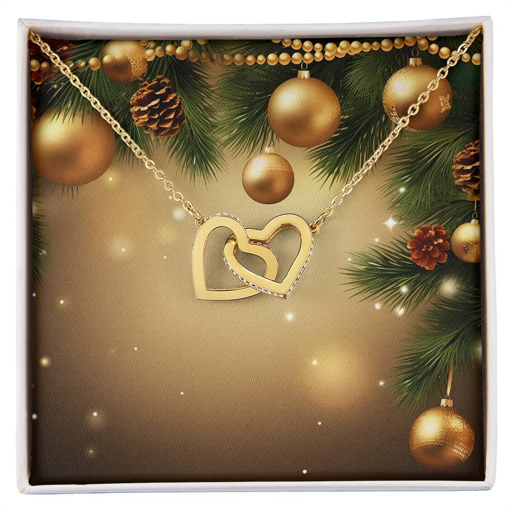 Christmas Background 018 - 18K Yellow Gold Finish Interlocking Hearts Necklace