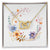 Boho Flowers Wreath Watercolor 11 - 18K Yellow Gold Finish Interlocking Hearts Necklace