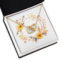 Boho Flowers Wreath Watercolor 05 - 18K Yellow Gold Finish Interlocking Hearts Necklace
