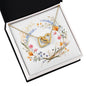 Boho Flowers Wreath Watercolor 15 - 18K Yellow Gold Finish Interlocking Hearts Necklace