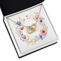 Boho Flowers Wreath Watercolor 18 - 18K Yellow Gold Finish Interlocking Hearts Necklace