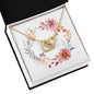 Boho Flowers Wreath Watercolor 20 - 18K Yellow Gold Finish Interlocking Hearts Necklace