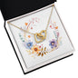 Boho Flowers Wreath Watercolor 11 - 18K Yellow Gold Finish Interlocking Hearts Necklace