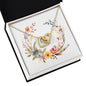 Boho Flowers Wreath Watercolor 17 - 18K Yellow Gold Finish Interlocking Hearts Necklace