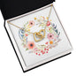 Boho Flowers Wreath Watercolor 01 - 18K Yellow Gold Finish Interlocking Hearts Necklace