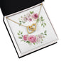 Watercolor Pink Floral Frame 2 - 18K Yellow Gold Finish Interlocking Hearts Necklace