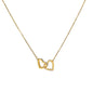 Watercolor Pink Floral Frame 2 - 18K Yellow Gold Finish Interlocking Hearts Necklace