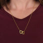 Watercolor Pink Floral Frame 2 - 18K Yellow Gold Finish Interlocking Hearts Necklace